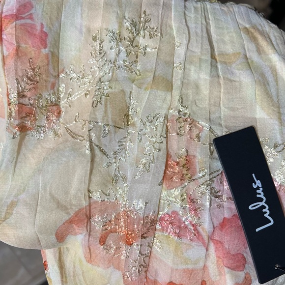 💓Lulus Make Me Blush Peach Floral Print Tiered Maxi Dress.💞SZ XL- NWT - Picture 15 of 16